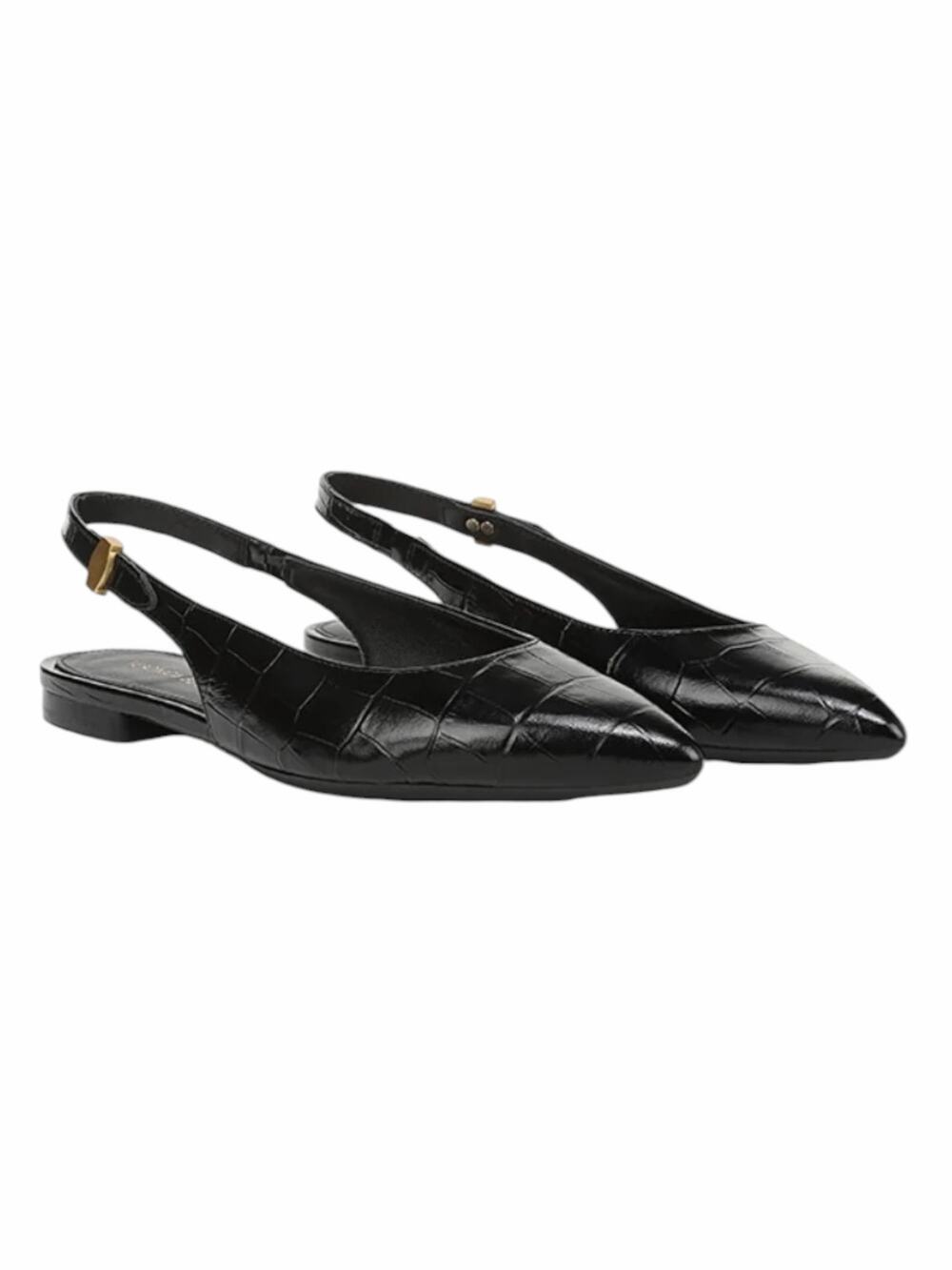 Veronica Beard Shina Leather Croc Slingback Flats Black Size 8M